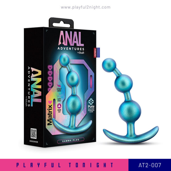 Playful2night_Blush | Anal Adventures Matrix The Gamma Plug Curved Beaded Butt Plug in Neptune Teal