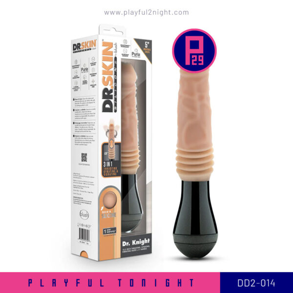 Playful2night_Blush | Dr. Skin Silicone | Dr. Knight Large 10.5 Inch Vibrating, Gyrating And Thrusting Dildo_DD2-014_01