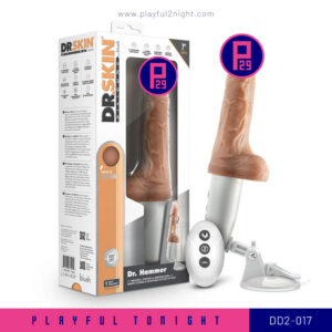 Playful2night_Blush_Dr. Skin Silicone_Dr. Hammer_7 Inch Thrusting Dildo with Handle_Beige