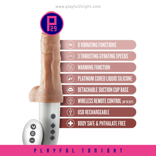 Blush | Dr. Skin Silicone - Dr. Hammer - 7 Inch Thrusting Dildo with Handle - Beige - Image 2