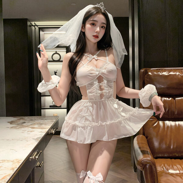 Bridal Lingerie Set with Veil & Stockings - Image 2