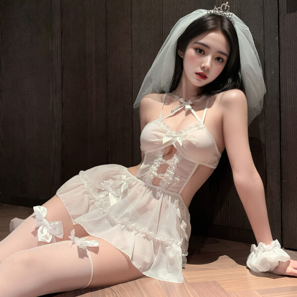 Bridal Lingerie Set with Veil & Stockings