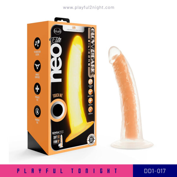 Blush Neo Elite Glow In The Dark Neon Orange 7 Inch Dildo